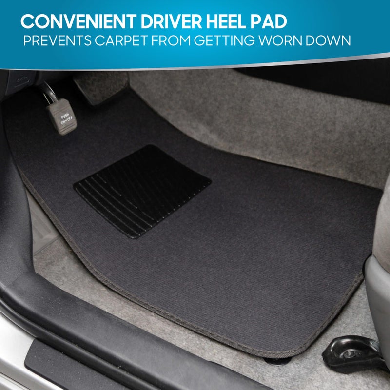 BDK Classic Carpet Floor Mats for Car & Auto - Universal Fit -Front & Rear with Heelpad (Charcoal) - MT100CC - Image 2